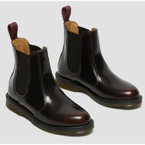 Dr. Martens FLORA Cherry Red ARCADIA LEATHER CHELSEA BOOTS Size 8